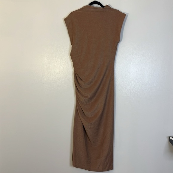 Dress Forum | New mocha & silver fitted maxi dress w/slit Women’s size L sparkly - Picture 5 of 10